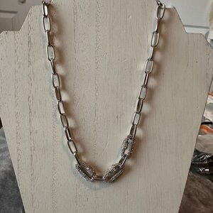 POMINA silver-tone chunky chain link Paperclip style Necklace NWT